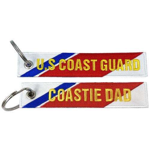 USCG embroidered Coast Guard DAD Keychain Coastie Flag Luggage Tag BL16-023 LKC-14 - www.ChallengeCoinCreations.com