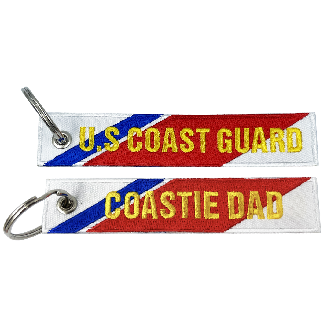 USCG embroidered Coast Guard DAD Keychain Coastie Flag Luggage Tag BL16-023 LKC-14 - www.ChallengeCoinCreations.com