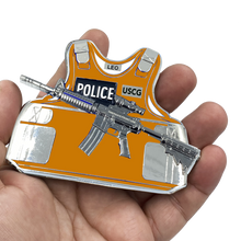 Load image into Gallery viewer, US Coast Guard M4 Body Armor Coastie 3D self standing USCG Challenge Coin Maritime Law Enforcement Thin Blue Line EL5-007 - www.ChallengeCoinCreations.com