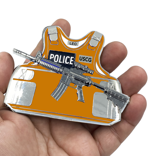 US Coast Guard M4 Body Armor Coastie 3D self standing USCG Challenge Coin Maritime Law Enforcement Thin Blue Line EL5-007 - www.ChallengeCoinCreations.com