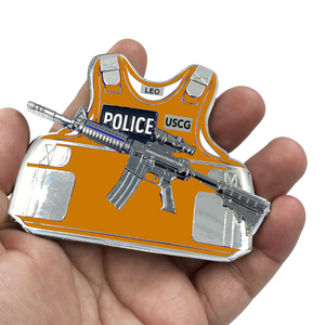US Coast Guard M4 Body Armor Coastie 3D self standing USCG Challenge Coin Maritime Law Enforcement Thin Blue Line EL5-007 - www.ChallengeCoinCreations.com