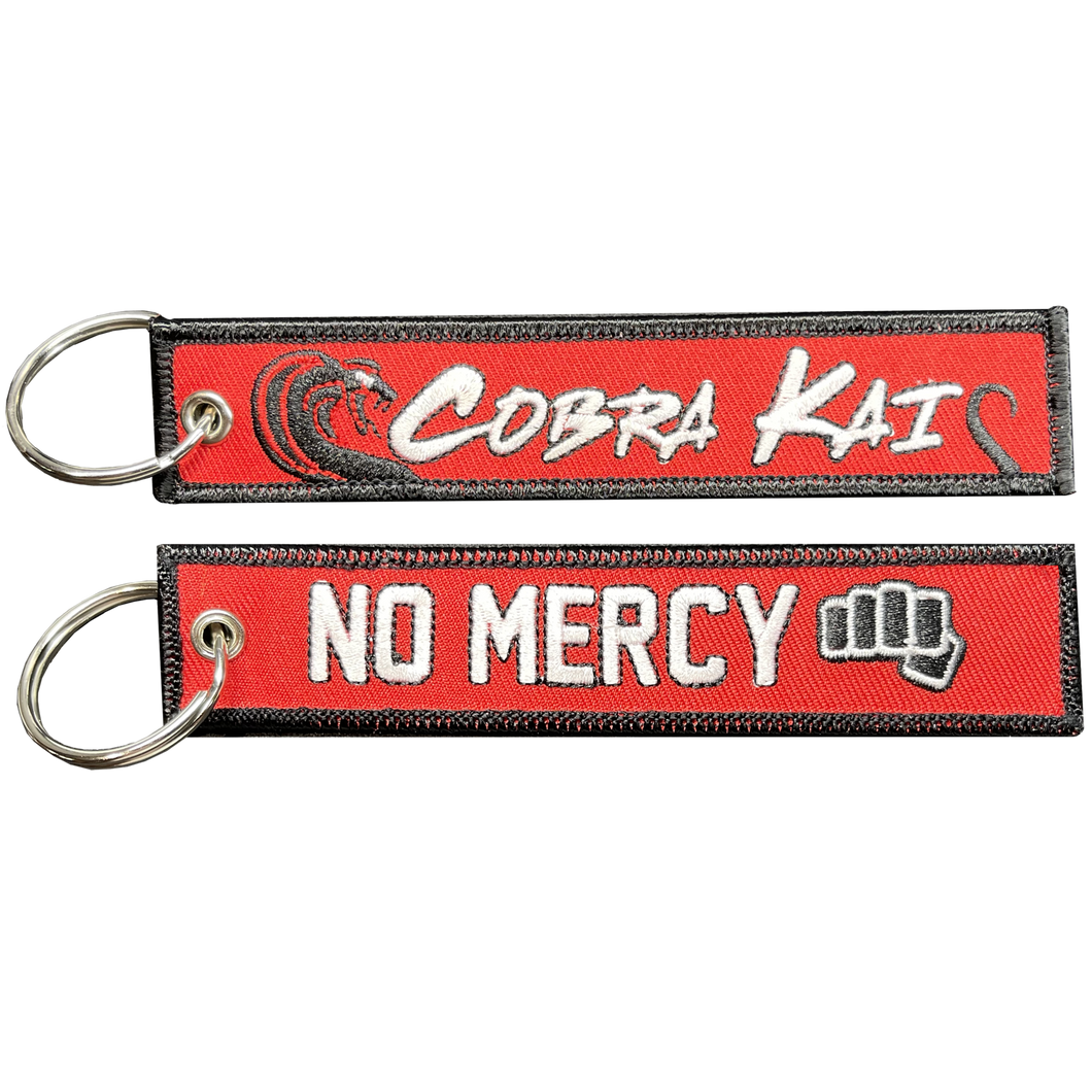 Cobra Kai NO MERCY Keychain or Luggage Tag or zipper pull Karate Kid Trilogy BL5-009 LKC-22 - www.ChallengeCoinCreations.com
