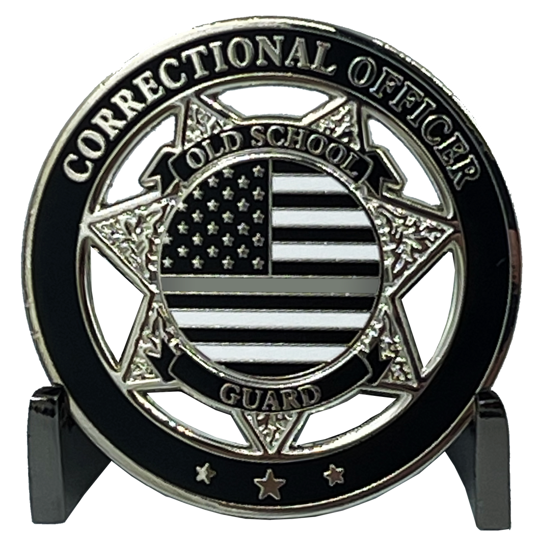 Can't Fix Stupid Old School Prison Guard Correctional Officer CO CorrectionsThin Gray Line Challenge Coin BL5-004 - www.ChallengeCoinCreations.com