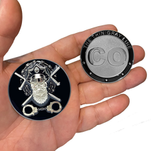 Load image into Gallery viewer, Correctional Officer CO Thin Gray Line Beard Gang Skull Challenge Coin Corrections Tools of The Trade EL1-014 - www.ChallengeCoinCreations.com