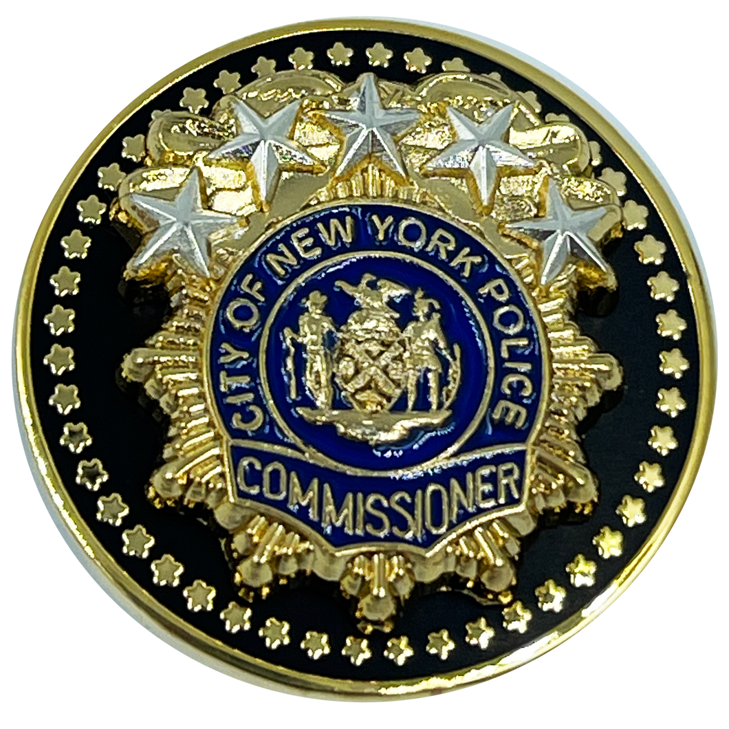 NYPD Commissioner Lapel Pin as seen on Blue Bloods real 24KT Gold and Silver Plated BL9-017 - www.ChallengeCoinCreations.com