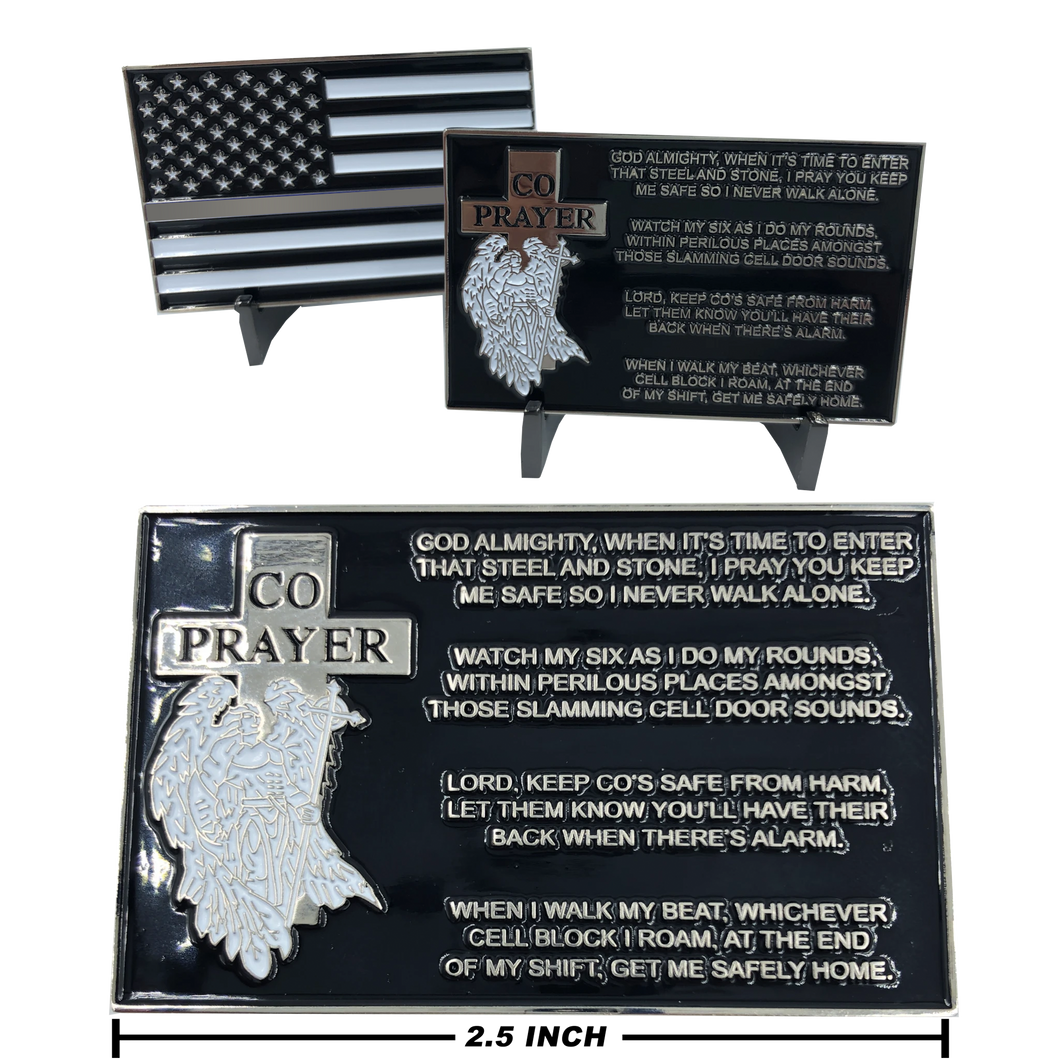 Correctional Officer Prayer with Thin Gray Line American Flag CO Corrections EL1-015 - www.ChallengeCoinCreations.com