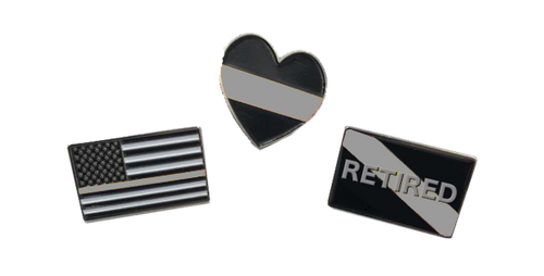 Correctional Officer Pin Set: 3 CO Pins Thin Gray Line P-033 - www.ChallengeCoinCreations.com