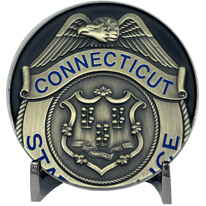 CSP Connecticut State Police Trooper Saint Michael Patron Saint Challenge Coin ST. MICHAEL BL11-007 - www.ChallengeCoinCreations.com