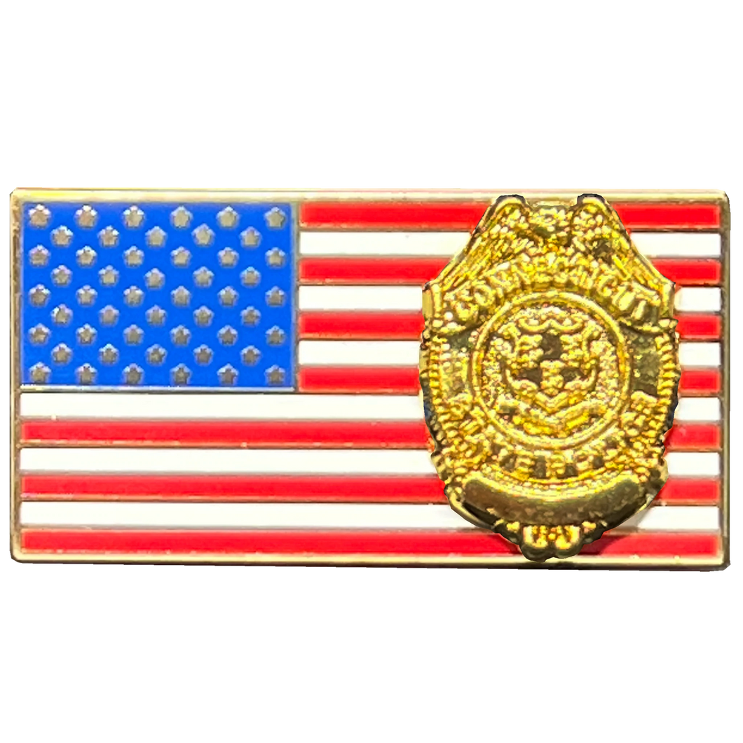 Connecticut State Police Trooper American Flag Pin USA CSP BFP-003 ZQ-149C