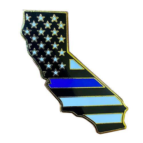 California Thin Blue Line Police Pin with 2 pin posts and deluxe clasps HH-022 - www.ChallengeCoinCreations.com