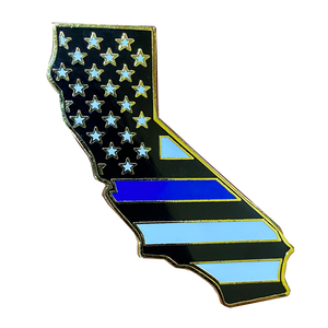 California Thin Blue Line Police Pin with 2 pin posts and deluxe clasps HH-022 - www.ChallengeCoinCreations.com