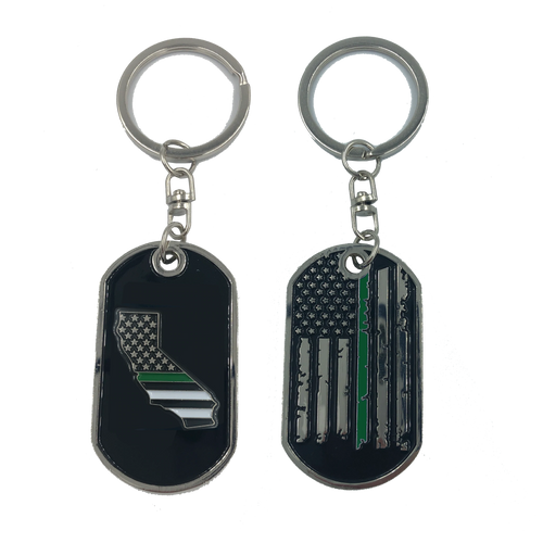 California Thin Green Line Challenge Coin Dog Tag Keychain Police CBP Sheriff Border Patrol Army Marines HH-010 KCDT-11