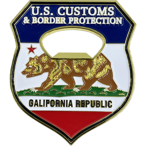 CBP Officer California Field Offices Bottle Opener Challenge Coins California Thin Blue Line Flag BL12-015 - www.ChallengeCoinCreations.com