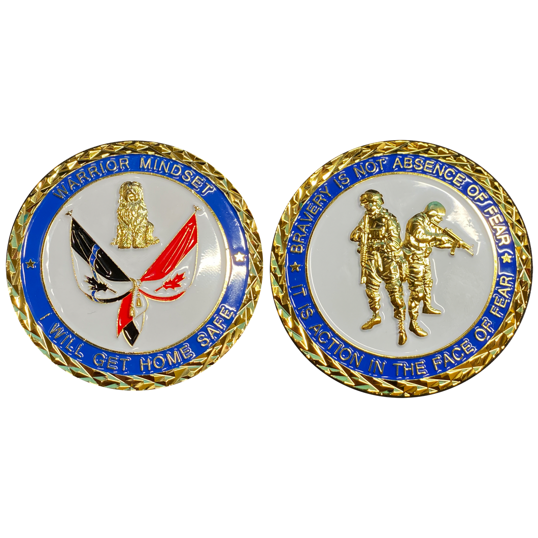 CL-OO WARRIOR MINDSET Canada Thin Blue Line Canadian Sheep Dog Challenge Coin Royal Mounted - www.ChallengeCoinCreations.com