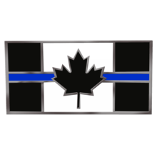 Load image into Gallery viewer, Canada Thin Blue Line Flag Cloisonne&#39; hard enamel large 1.75 inch Royal Canadian Mounted Police pin with double pin back CL2-13 - www.ChallengeCoinCreations.com