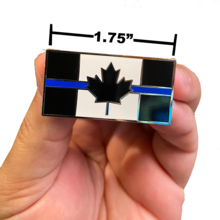 Canada Thin Blue Line Flag Cloisonne' hard enamel large 1.75 inch Royal Canadian Mounted Police pin with double pin back CL2-13 - www.ChallengeCoinCreations.com