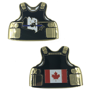 Canada LEO Thin Blue Line Police Body Armor State Flag Challenge Coins D-006 - www.ChallengeCoinCreations.com