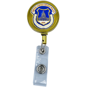US Capitol Police Metal ID Reel retractable Card Holder EL12-016 ID-024A