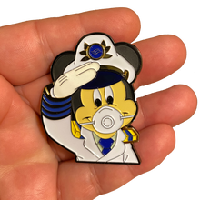 Load image into Gallery viewer, Mouse Mask Pin inspired by Mickey Cruise Line Captain EE-011 - www.ChallengeCoinCreations.com