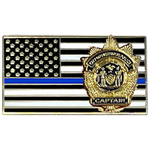 Load image into Gallery viewer, NYPD Captain New York City Police Department Thin Blue Line Flag Lapel Pin PBX-004-C P-006A