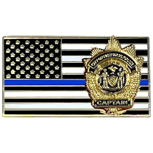 NYPD Captain New York City Police Department Thin Blue Line Flag Lapel Pin PBX-004-C P-006A