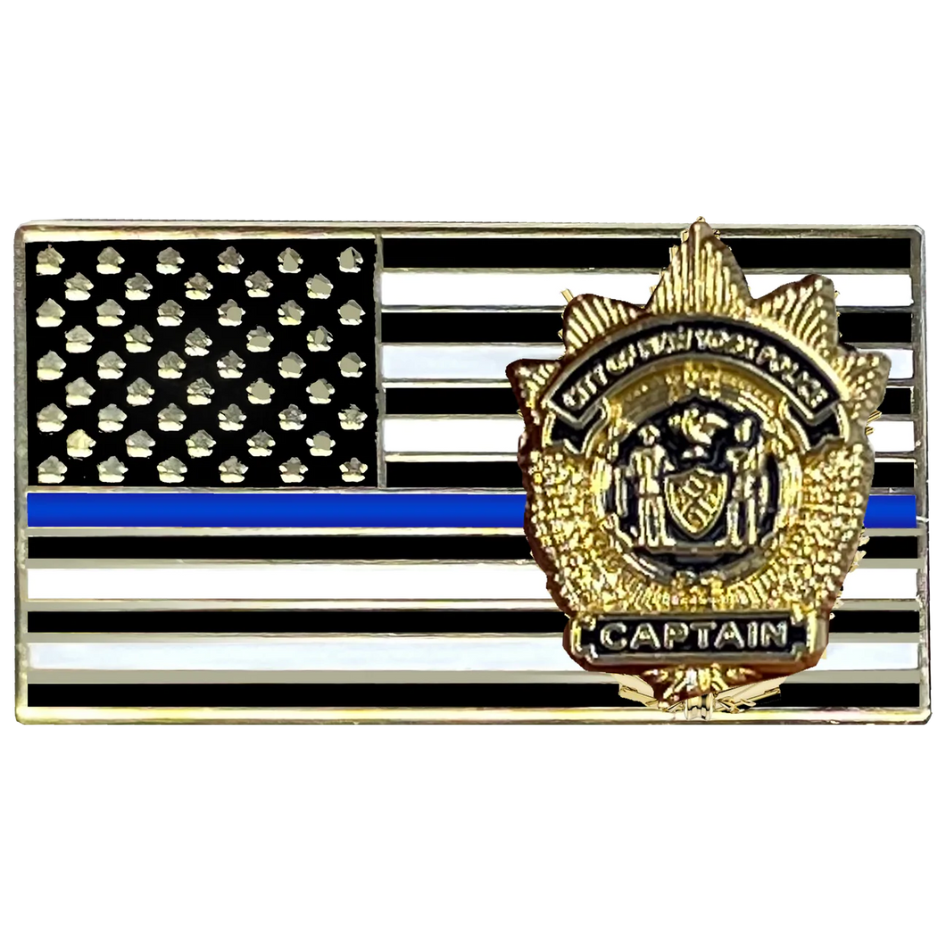 NYPD Captain New York City Police Department Thin Blue Line Flag Lapel Pin PBX-004-C P-006A