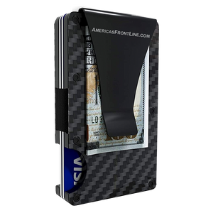 Black Carbon Fiber Wallet Money Clip RFID Blocking Front Pocket Wallet Premium Aluminum Slim Credit and Business Card Holder Wallet W-C04 - www.ChallengeCoinCreations.com