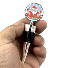Load image into Gallery viewer, Merry Christmas Santa Claus Wine Bottle Stopper Bottle gift present ornament - www.ChallengeCoinCreations.com