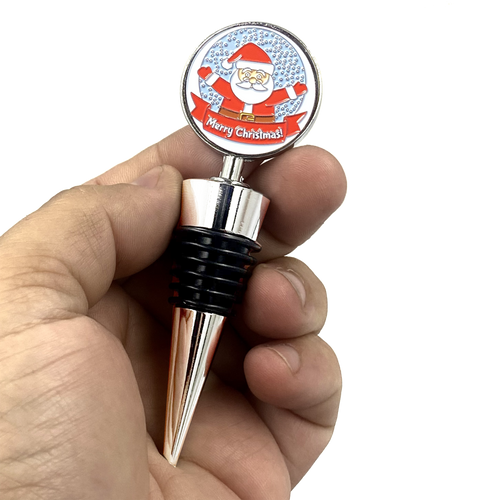 Merry Christmas Santa Claus Wine Bottle Stopper Bottle gift present ornament - www.ChallengeCoinCreations.com