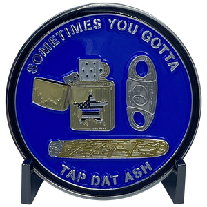 Thin Blue Line Police Cigar Gorilla Challenge Coin Tap Dat Ash SOME PEOPLE MEDITATE WE SMOKE CIGARS DL8-03 - www.ChallengeCoinCreations.com
