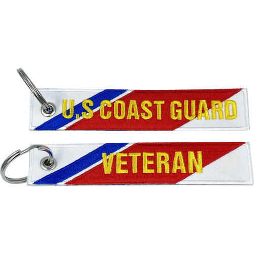 USCG embroidered Coast Guard Veteran Keychain Coastie Flag Luggage Tag BL15-024 LKC-09 - www.ChallengeCoinCreations.com