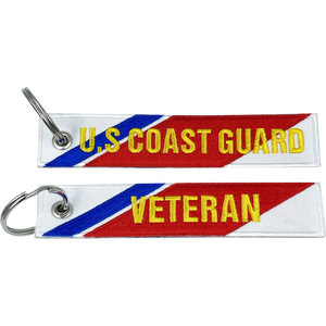 USCG embroidered Coast Guard Veteran Keychain Coastie Flag Luggage Tag BL15-024 LKC-09 - www.ChallengeCoinCreations.com