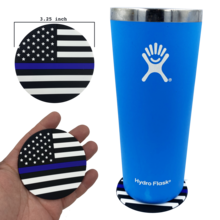 Thin Blue Line Police American Flag Silicone Coaster for drinks DL4-01 - www.ChallengeCoinCreations.com