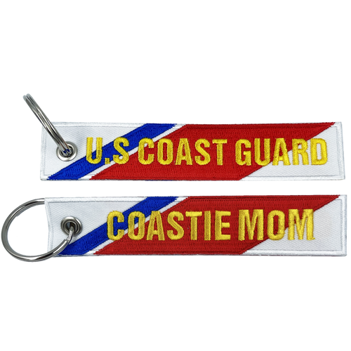 USCG embroidered Coast Guard MOM Keychain Coastie Flag Luggage Tag BL16-024 LKC-23 - www.ChallengeCoinCreations.com