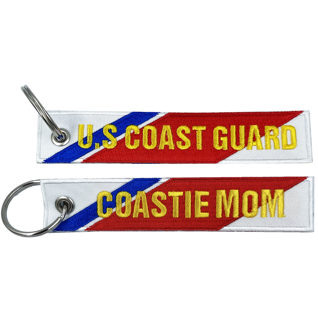 USCG embroidered Coast Guard MOM Keychain Coastie Flag Luggage Tag BL16-024 LKC-23 - www.ChallengeCoinCreations.com