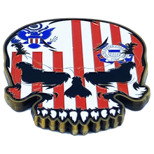 Load image into Gallery viewer, US Coast Guard Flag MH-65 Helicopter Coastie Skull CGAS AirSta Wings Challenge Coin USCG Air Station USCG Air Branch EL3-015 - www.ChallengeCoinCreations.com