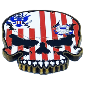 US Coast Guard Flag 3M adhesive Coastie Skull Challenge Coin for vehicle boat car truck safe locker award USCG EL3-013 - www.ChallengeCoinCreations.com