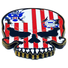 Load image into Gallery viewer, US Coast Guard Flag strong magnet Coastie Skull Challenge Coin for refrigerator safe locker cabinet USCG EL6-016 MG-03