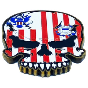 US Coast Guard Flag strong magnet Coastie Skull Challenge Coin for refrigerator safe locker cabinet USCG EL6-016 MG-03