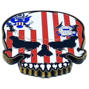 US Coast Guard Flag Cutter Coastie Skull Anchor Challenge Coin USCG EL5-014 - www.ChallengeCoinCreations.com
