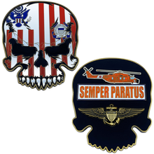 Load image into Gallery viewer, US Coast Guard Flag MH-65 Helicopter Coastie Skull CGAS AirSta Wings Challenge Coin USCG Air Station USCG Air Branch EL3-015 - www.ChallengeCoinCreations.com