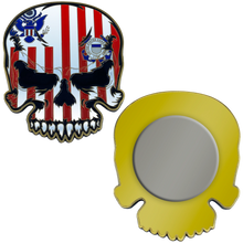 Load image into Gallery viewer, US Coast Guard Flag strong magnet Coastie Skull Challenge Coin for refrigerator safe locker cabinet USCG EL6-016 MG-03