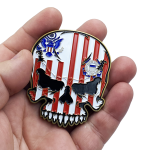 US Coast Guard Flag MH-65 Helicopter Coastie Skull CGAS AirSta Wings Challenge Coin USCG Air Station USCG Air Branch EL3-015 - www.ChallengeCoinCreations.com