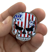 Load image into Gallery viewer, US Coast Guard Flag Coastie Skull Pin with dual pin posts so it won&#39;t spin USCG EL3-016 - www.ChallengeCoinCreations.com