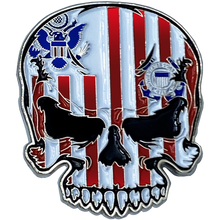 Load image into Gallery viewer, US Coast Guard Flag Coastie Skull Pin with dual pin posts so it won&#39;t spin USCG EL3-016 - www.ChallengeCoinCreations.com