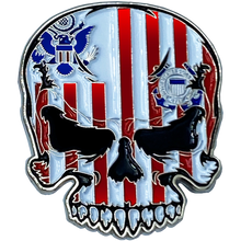 Load image into Gallery viewer, US Coast Guard Flag strong magnet Coastie Skull Challenge Coin for refrigerator safe locker cabinet USCG EL6-016 MG-03