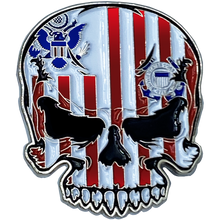 Load image into Gallery viewer, US Coast Guard Flag 3M adhesive Coastie Skull Challenge Coin for vehicle boat car truck safe locker award USCG EL3-013 - www.ChallengeCoinCreations.com