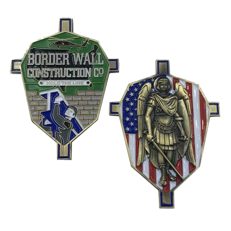Border Wall Construction Company St. Michael Collectible Challenge Coin Trump MAGA CBP Border Patrol K-014 - www.ChallengeCoinCreations.com