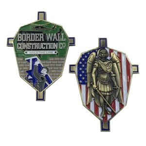 Border Wall Construction Company St. Michael Collectible Challenge Coin Trump MAGA CBP Border Patrol K-014 - www.ChallengeCoinCreations.com