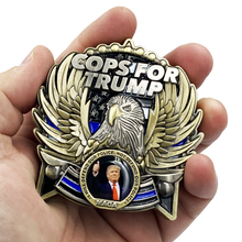 Load image into Gallery viewer, COPS for TRUMP 45th President Donald J. Trump MAGA Police Officer Thin Blue Line Mount Rushmore St. Michael White House American Flag EL5-017 - www.ChallengeCoinCreations.com